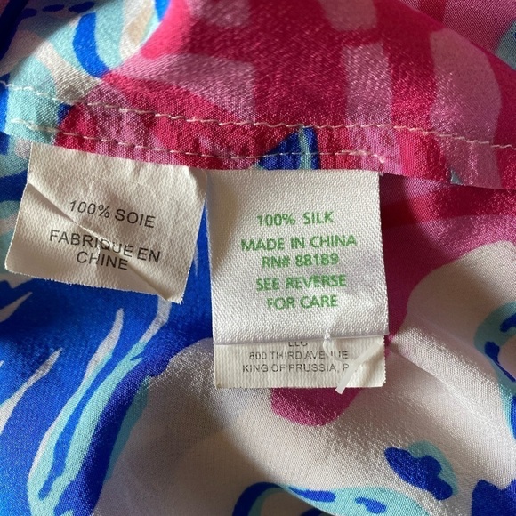 LILLY PULITZER 100% Silk Preppy Vibrant Colorful Lightweight Seashell Blouse XS - Picture 10 of 10